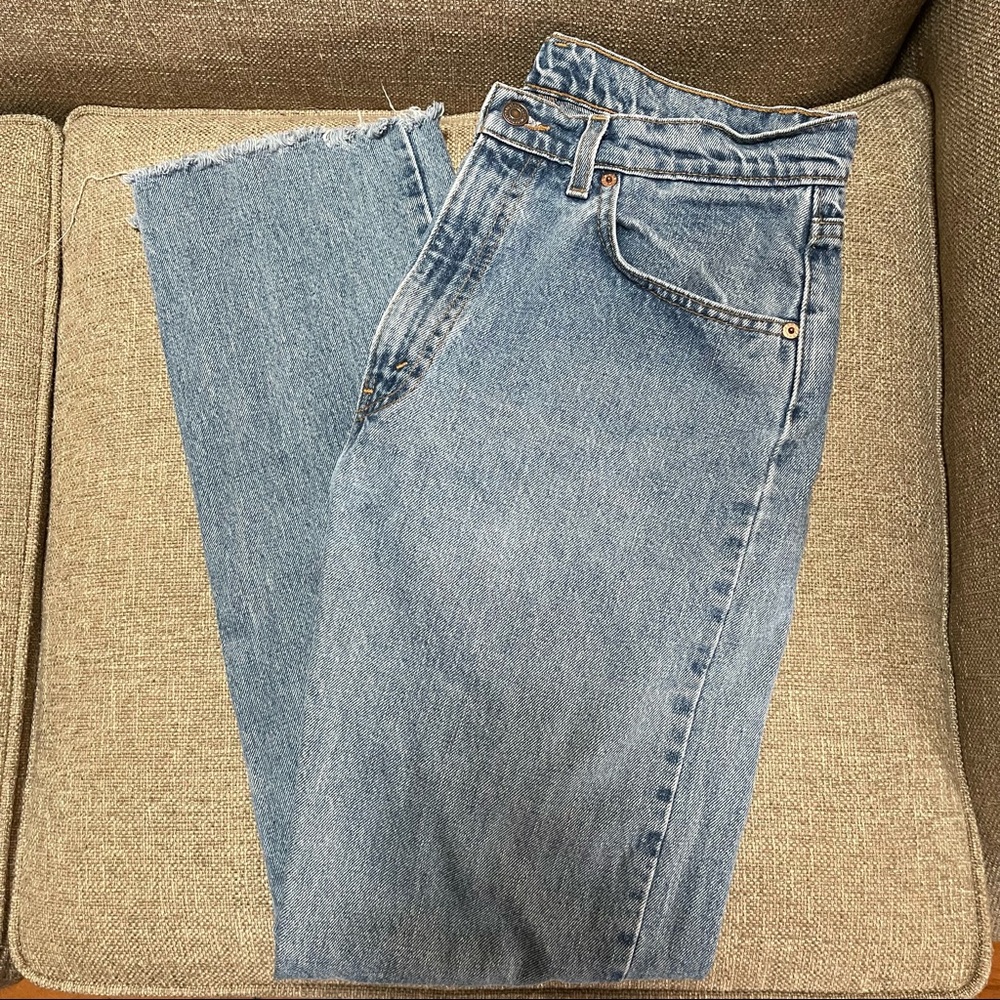 Levi’s 505 Regular Fit Straight Leg Light Wash Raw Hem Jeans